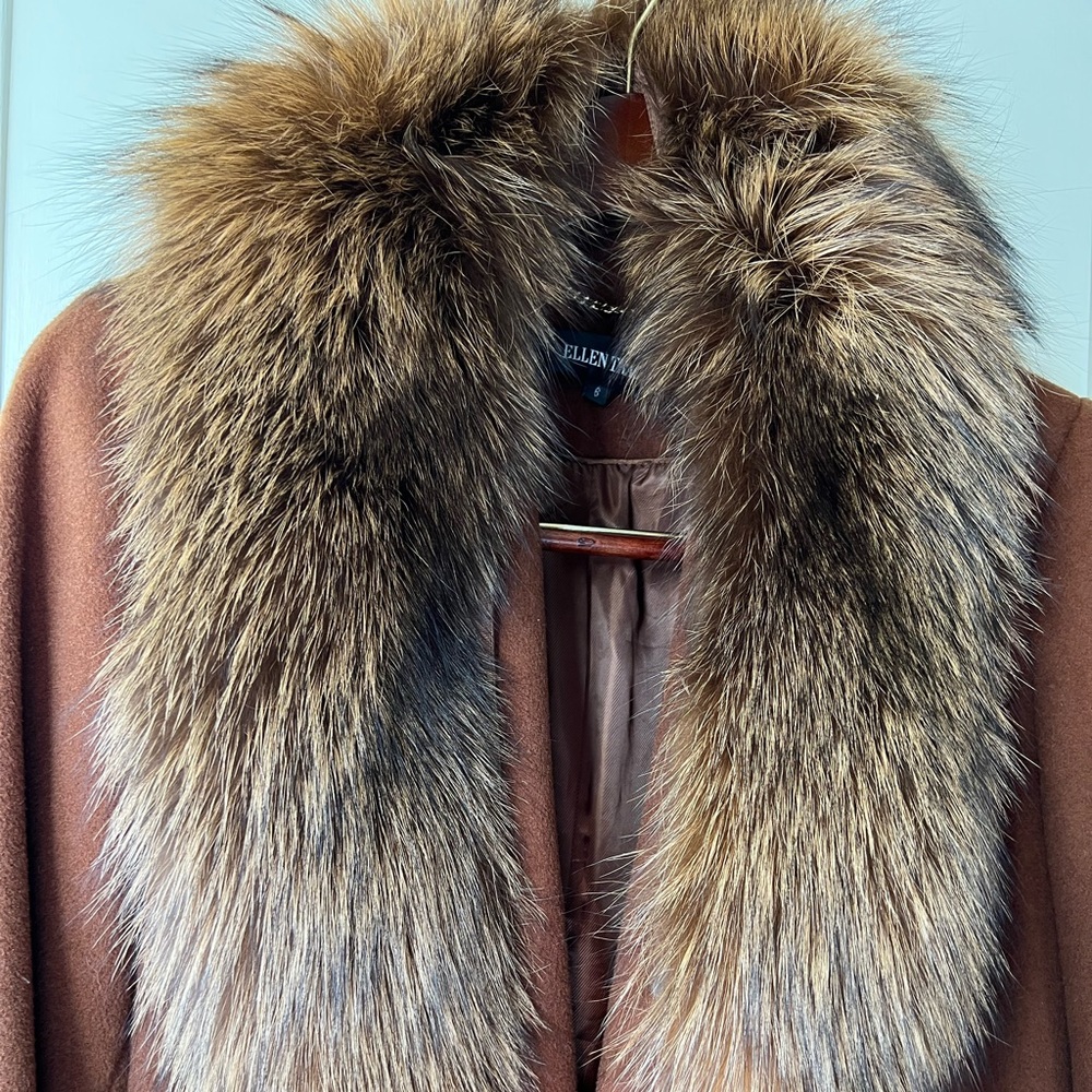 Ellen Tracy Wool Coat with Fur Collar